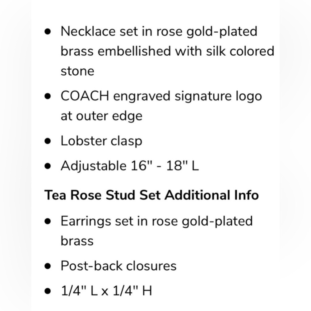 Coach Open Circle Necklace and Tea Rose Stud Earrings - Picture 2 of 3